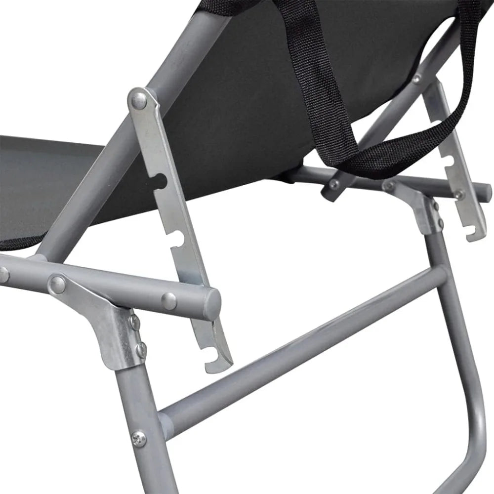 Folding Sun Lounger With Adjustable Canopy For Outdoor Relaxation