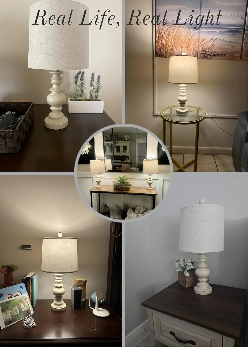 Rustic Table Lamp Set of Two for Living Room Farmhouse