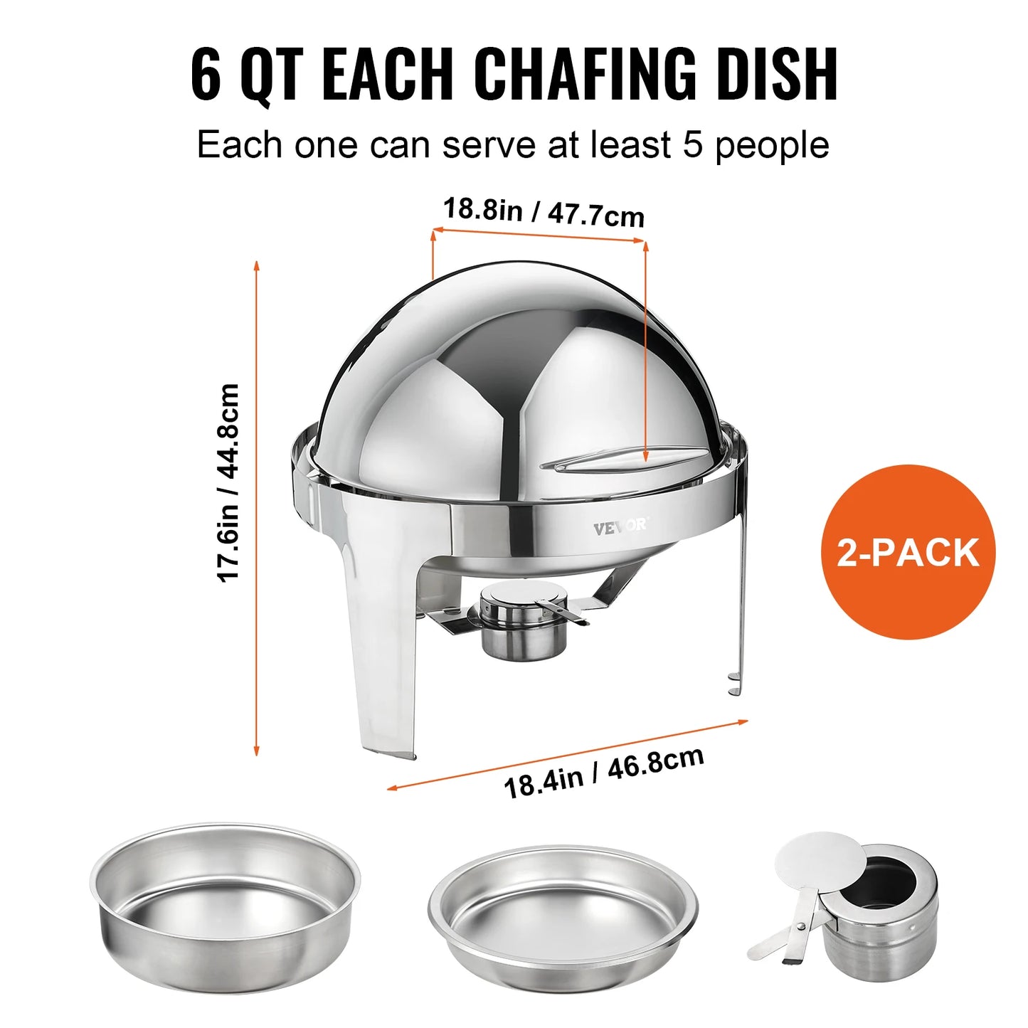 SucceBuy Roll Top Chafing Dish Stainless Steel Buffet Set