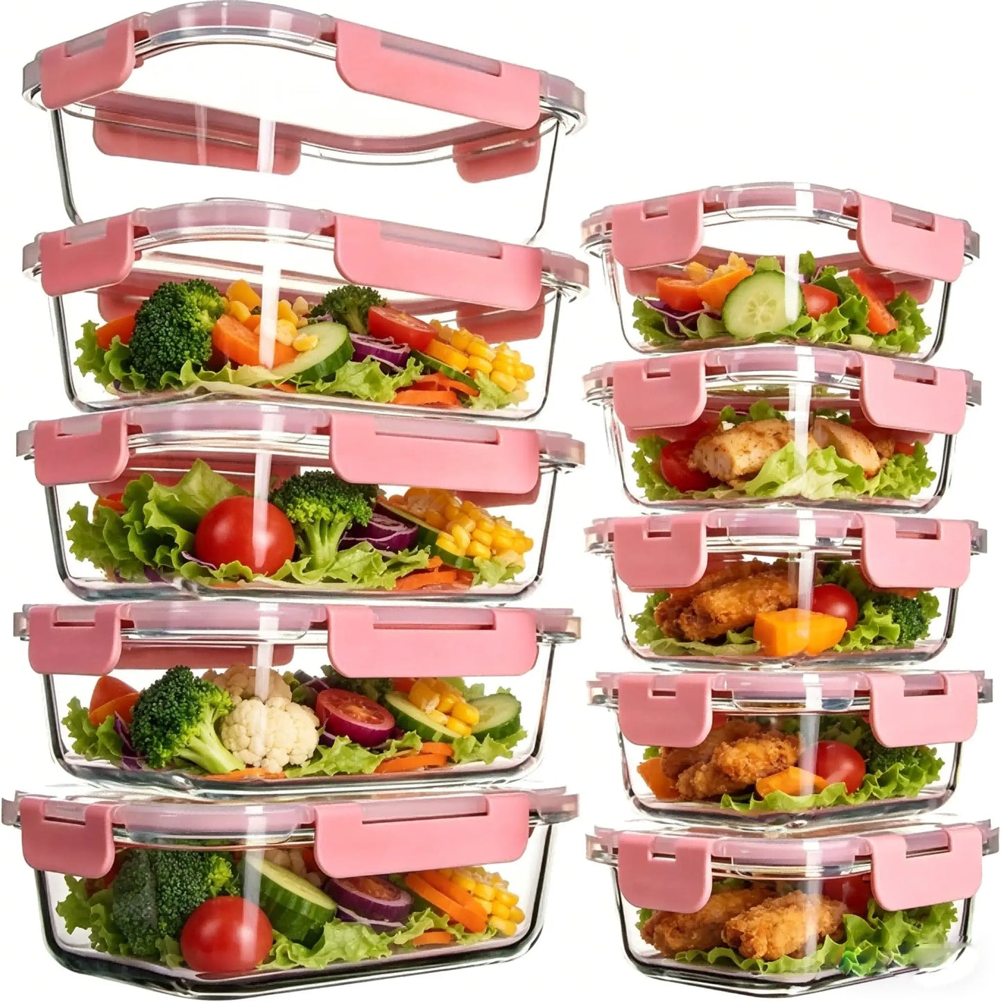 Glass Meal Prep Containers With Lids Airtight Food Storage Set