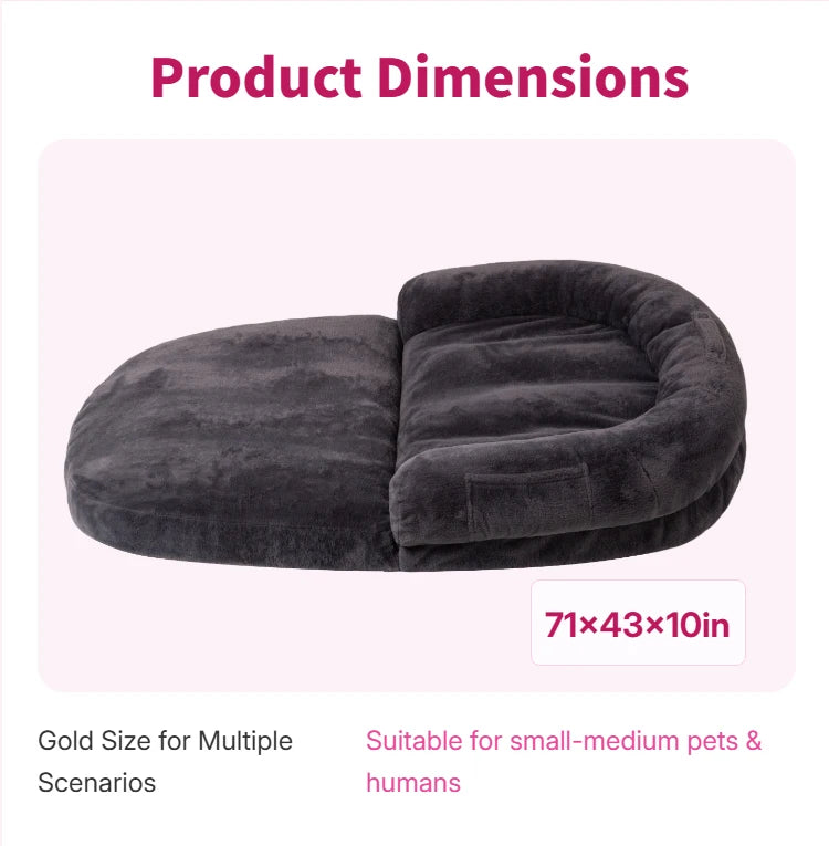 Dual Use Extra Large Pet Bed Foldable Cozy Cuddler For Pets And Owners