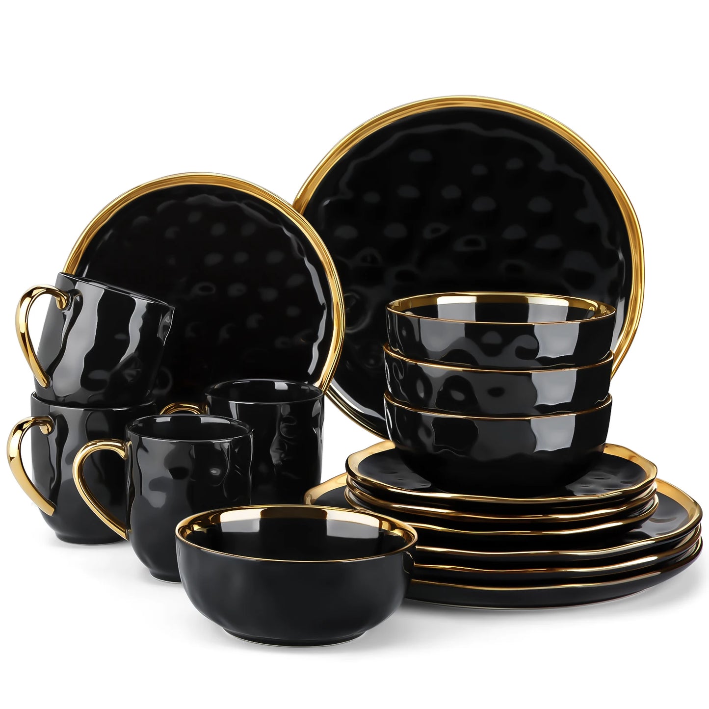 MALACASA Porcelain Dinnerware Set With Elegant Trim For Dining
