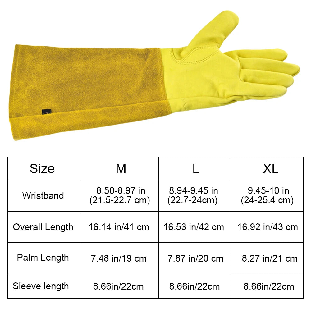 Alloet Long Thorn Proof Gardening Gloves With Leather Forearm Protection