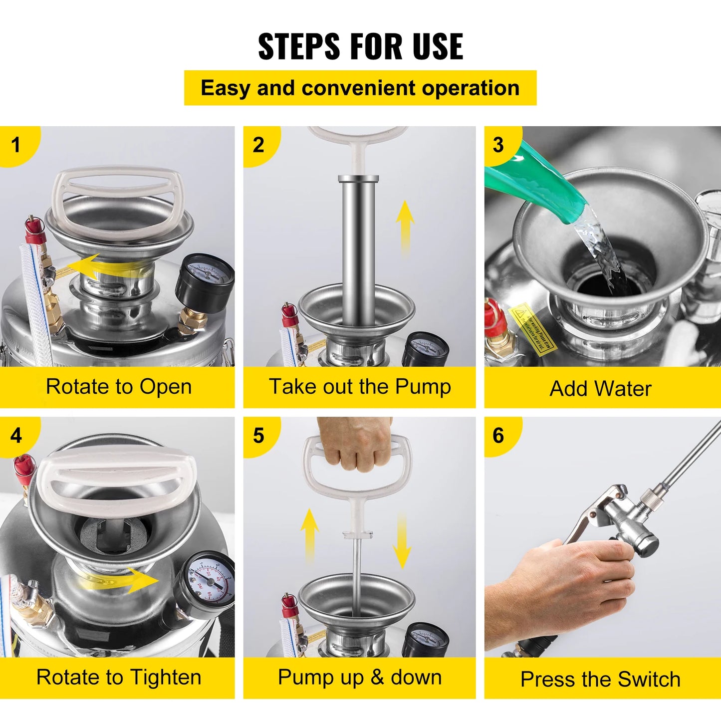 SucceBuy Hand Powered Stainless Steel Garden Sprayer