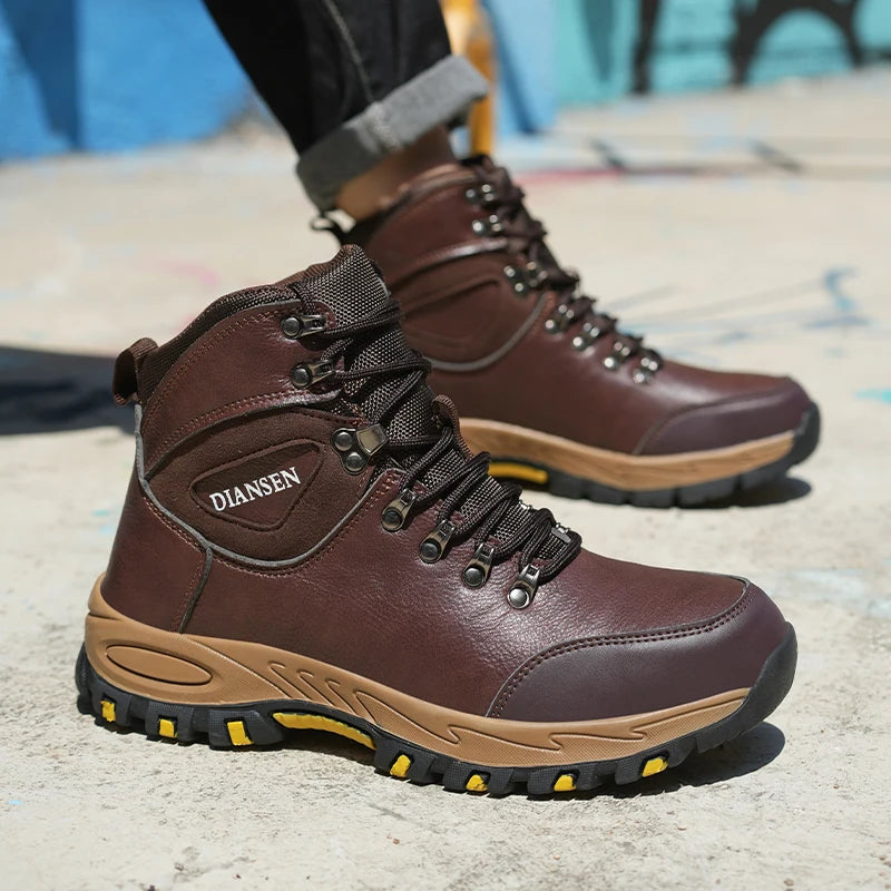 VEIGAR Waterproof Leather Safety Work Boots Anti Puncture Industrial Men