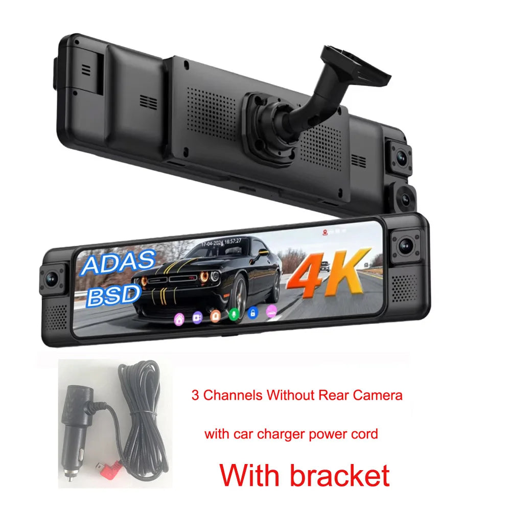 SZshufen 4K Mirror Dash Cam With WiFi GPS ADAS Rearview Mirror