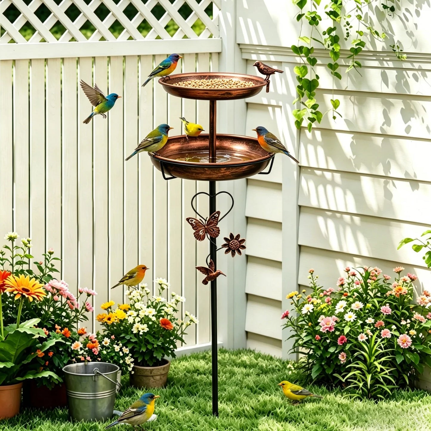 Premium Double Layer Bird Bath Stand For Outdoor Garden Decor