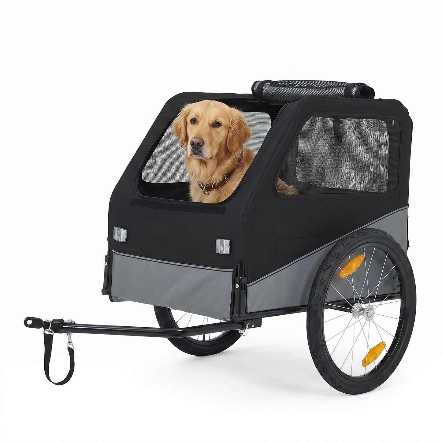 Foldable Dog Bike Trailer With Steel Frame Carrier Heavy Duty