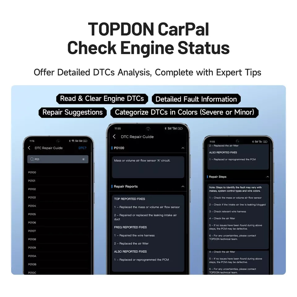 Topdon Bluetooth OBD2 Car Diagnostic Scanner Tool For Ios Android
