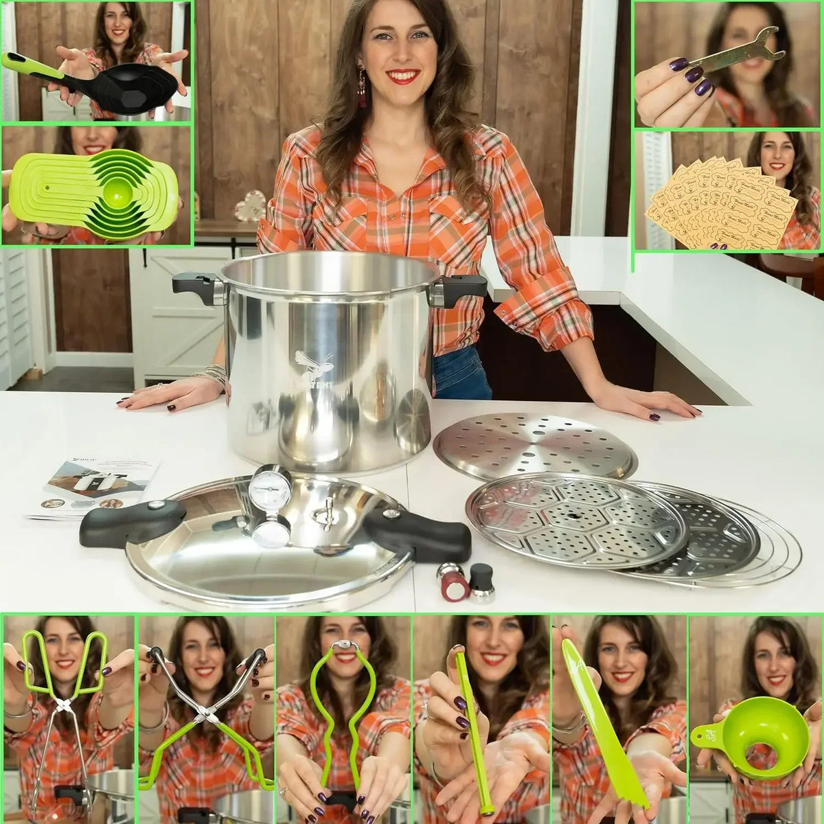 Pressure Canner and Water Bath Canning Starter Kit with Gauge and Accessories