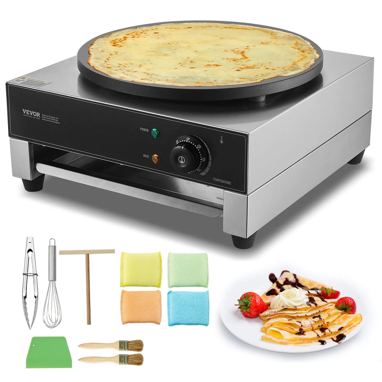 SucceBuy Electric Crepe Maker Commercial Flat Plate Nonstick Griddle