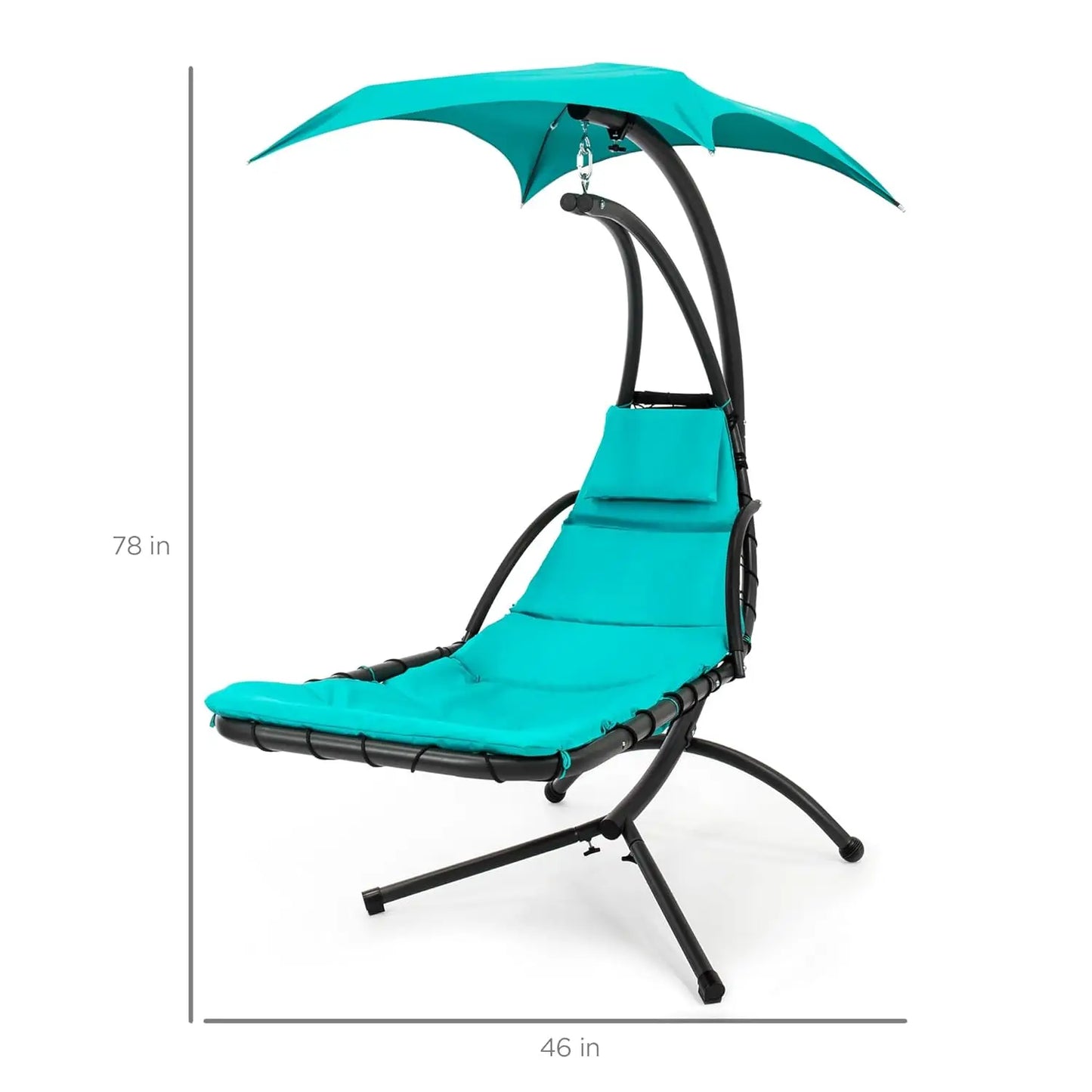 Curved Steel Outdoor Hanging Chaise Lounge With Built In Pillow