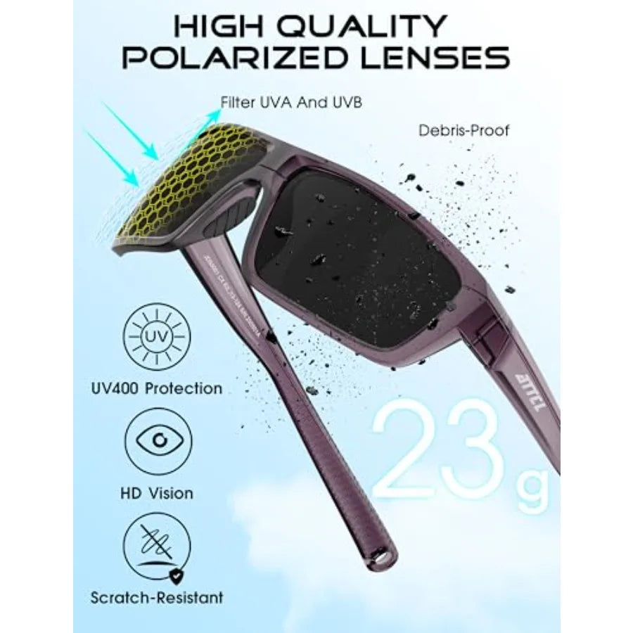 Polarized Sunglasses For Men UV Protection Lightweight TR90 Sports Wrap