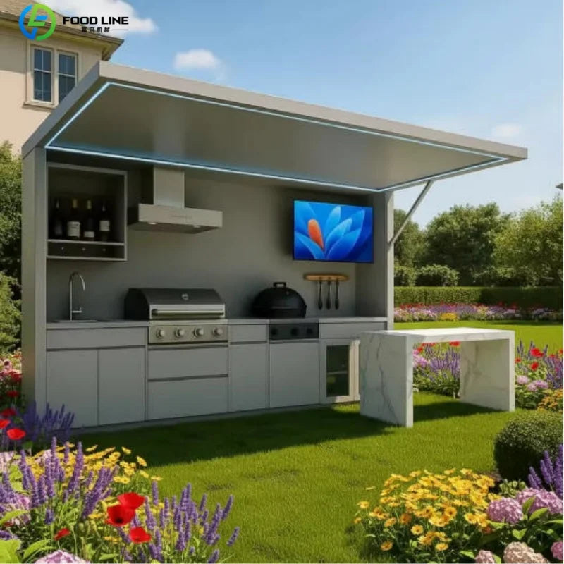 Foodline Stainless Steel Outdoor Kitchen With Sink And Fridge