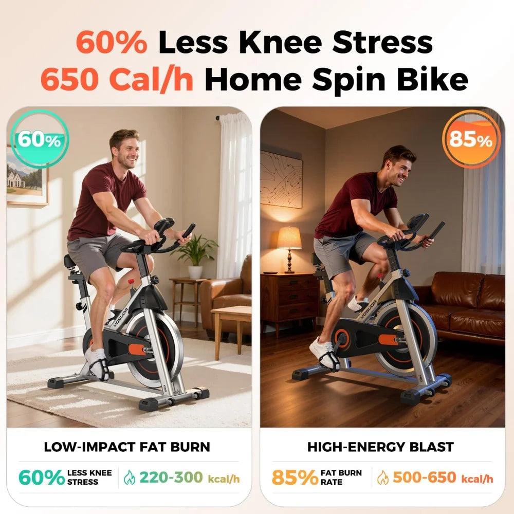 Silent Indoor Spin Bike With Adjustable Seat For Home Cardio Training