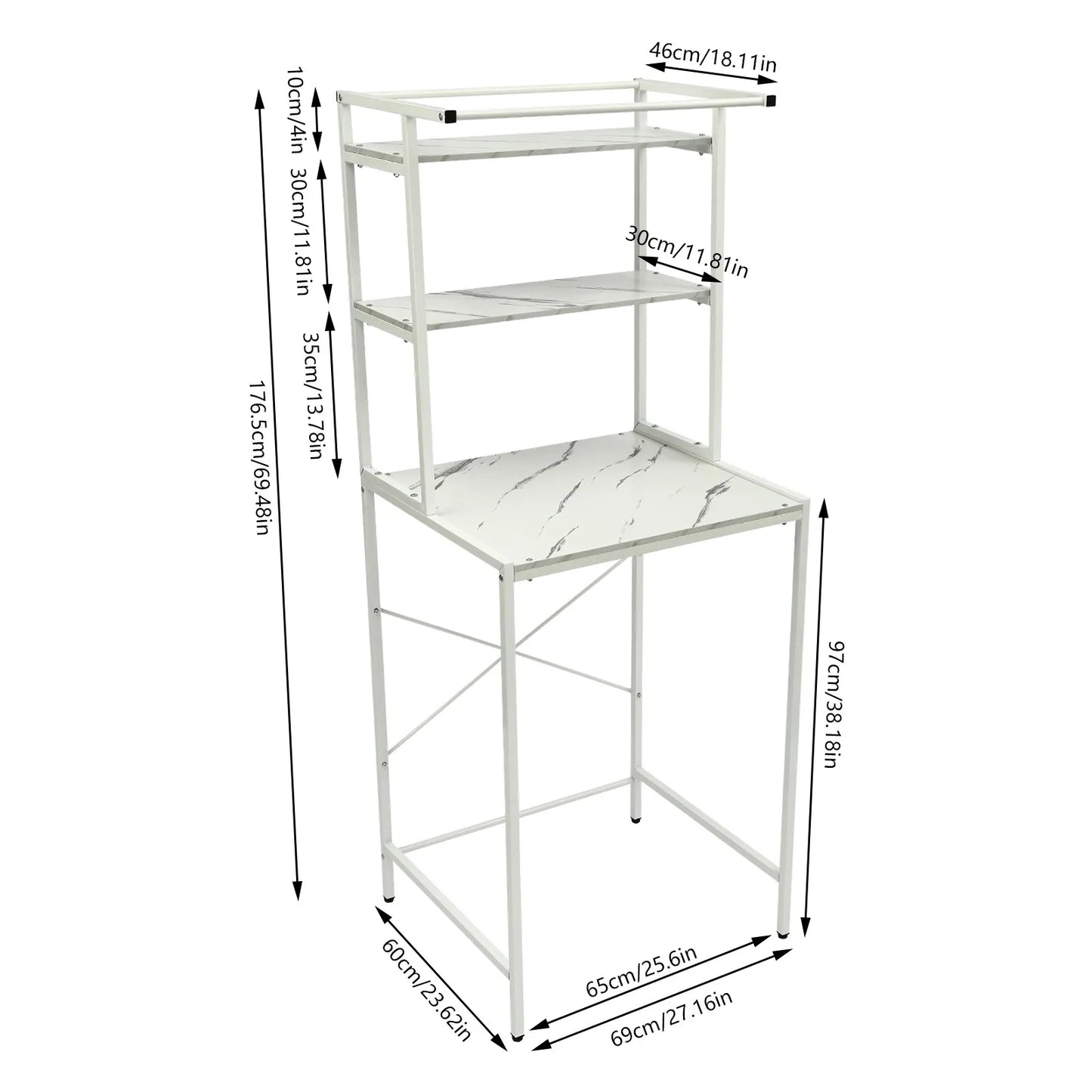Over Washer And Dryer Storage Shelf 3-Tier Organizer Rack