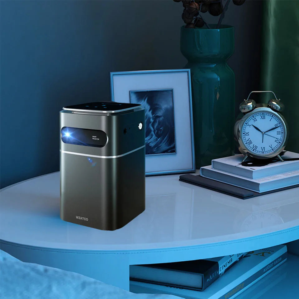 WZATCO A8 DLP Portable Projector Android 9.0 5G WiFi 1080P