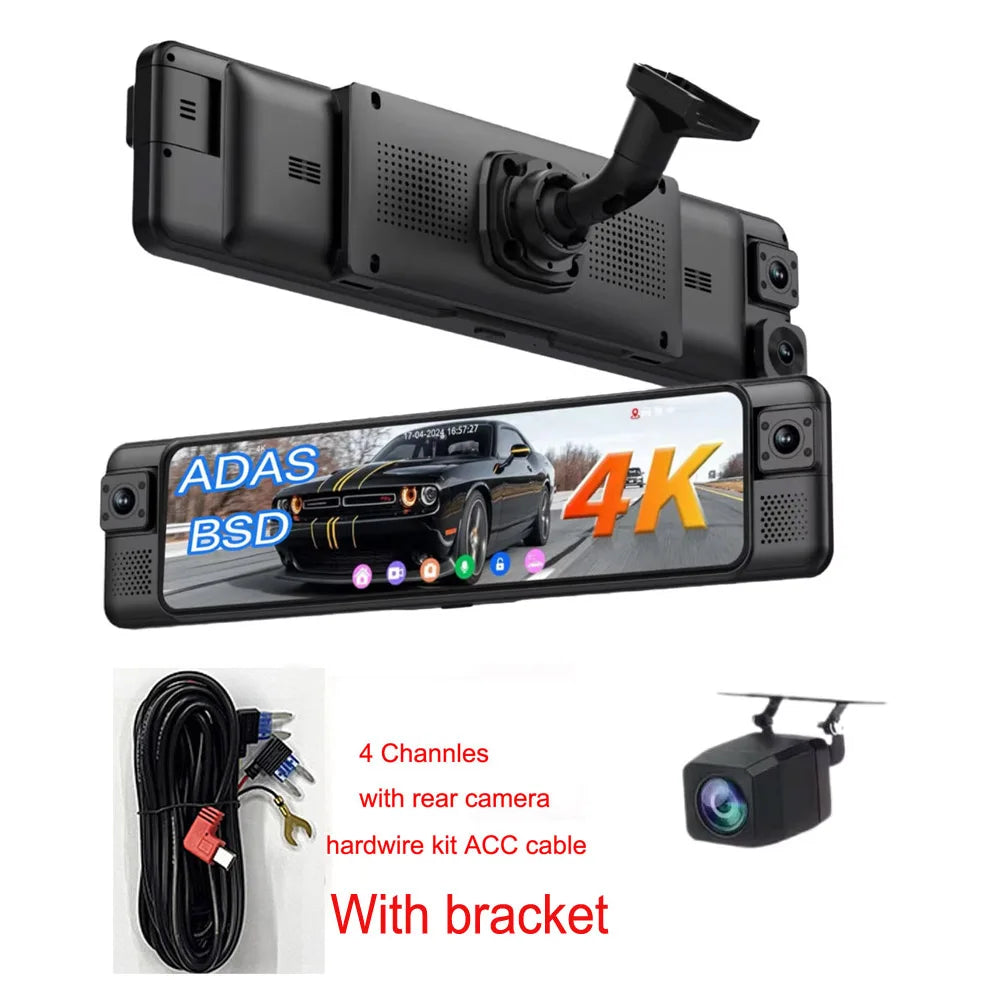 SZshufen 4K Mirror Dash Cam With WiFi GPS ADAS Rearview Mirror