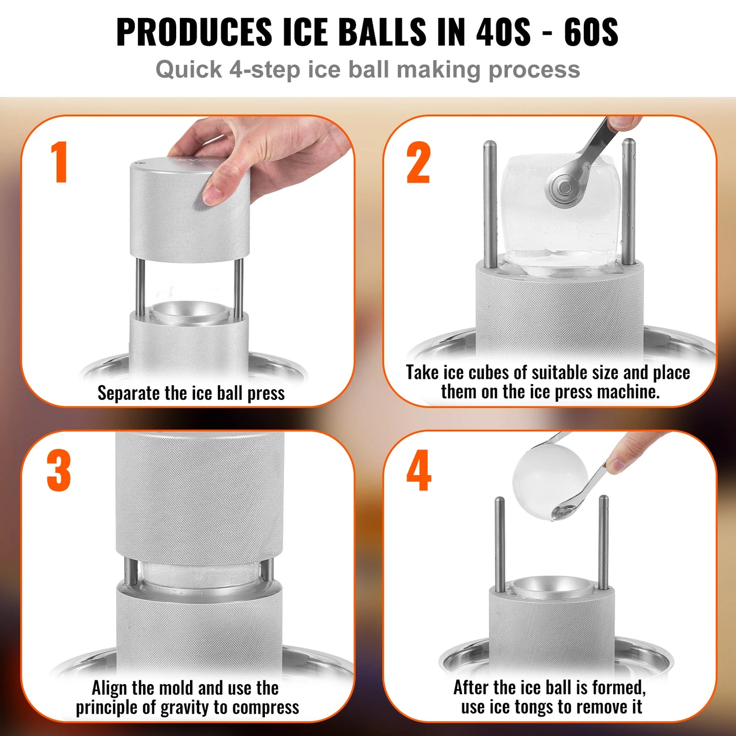 SucceBuy Ice Ball Press Maker Spherical Mold for Bar