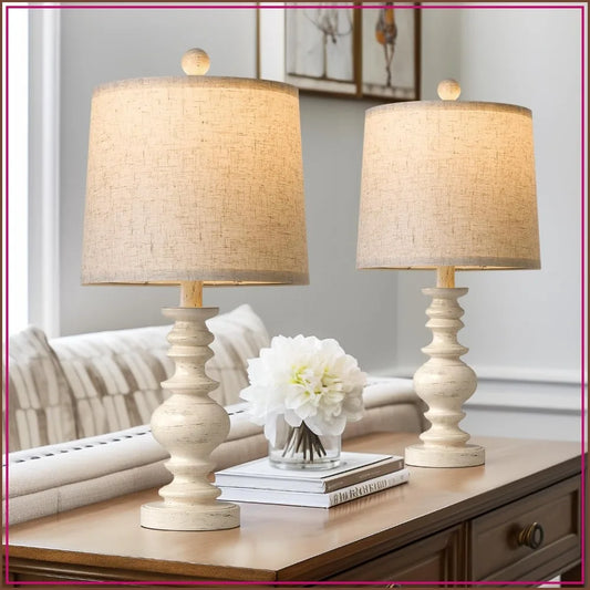 Rustic Table Lamp Set of Two for Living Room Farmhouse