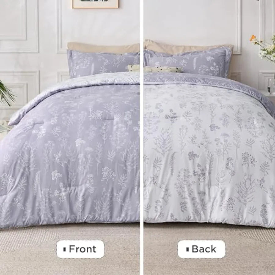 Floral Comforter Set Duvet Cover And Pillow Shams Bedding