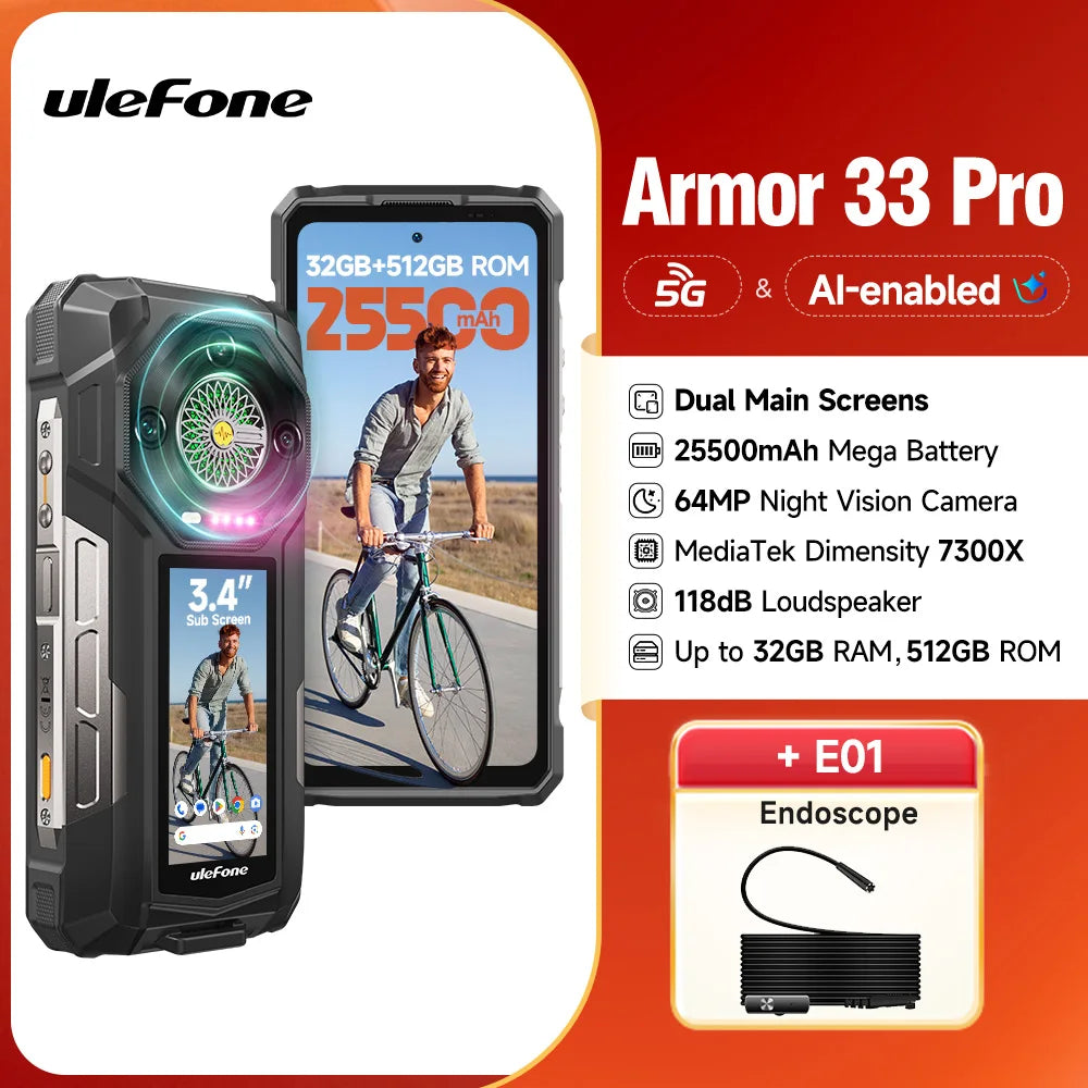 Ulefone Armor 33 Pro 5G Rugged Phone 512GB ROM 25500mAh