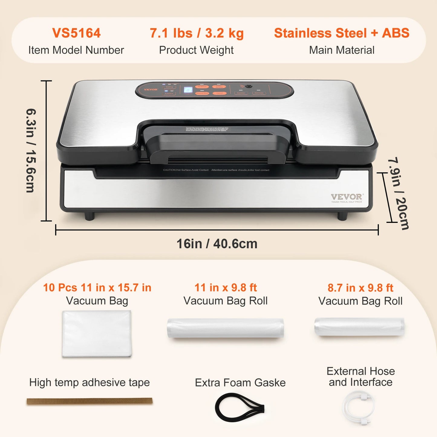 SucceBuy 90KPa 130W Vacuum Sealer For Food Packaging With Free Vacuum Bags