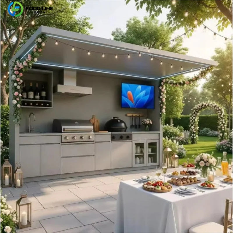 Foodline Stainless Steel Outdoor Kitchen With Sink And Fridge
