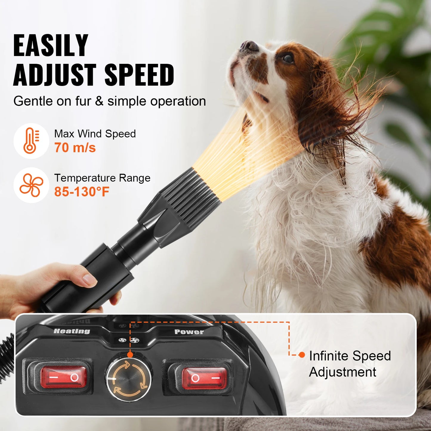 SucceBuy 2000W Dog Blow Dryer With Adjustable Speed For Grooming