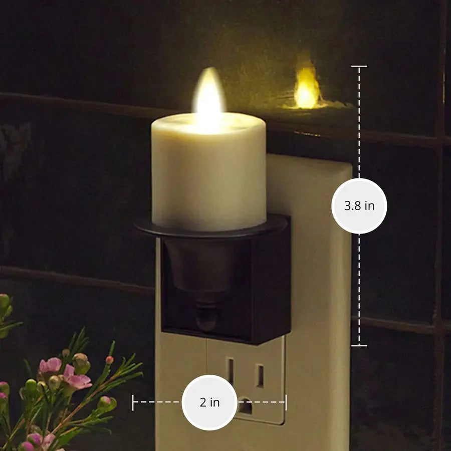 Flameless Candle Nightlight With Dusk to Dawn Sensor Plug LED