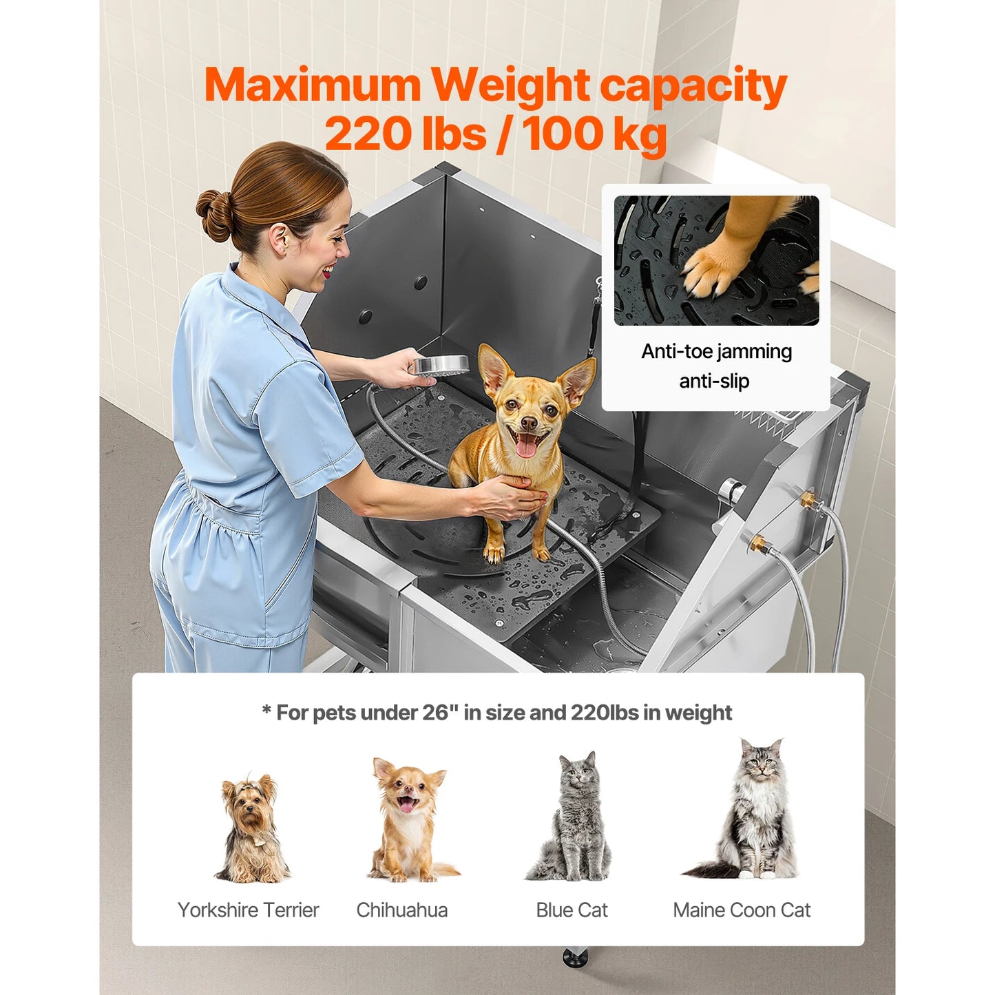 Premium Stainless Steel Dog Washing Station With Faucet