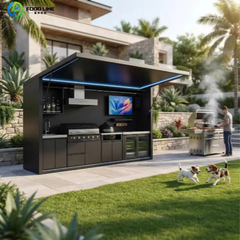 Foodline Stainless Steel Outdoor Kitchen With Sink And Fridge