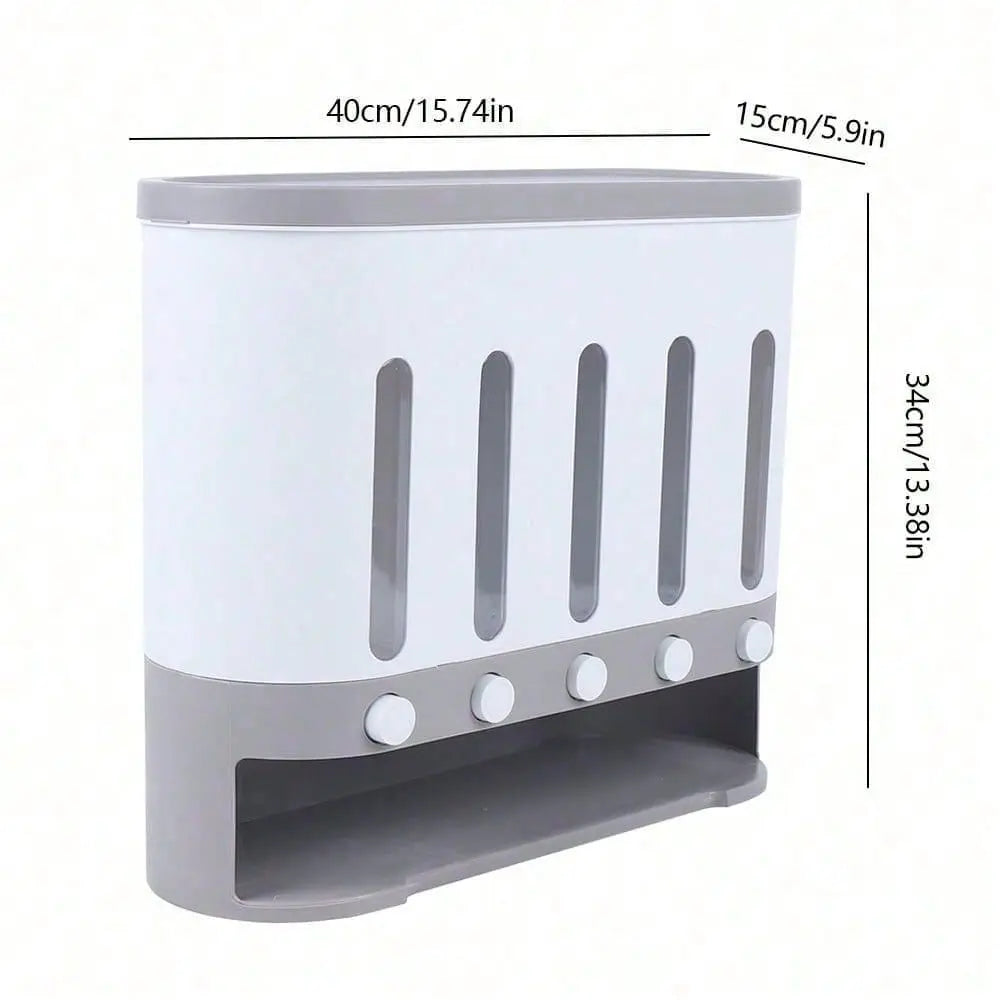 Dry Food Dispenser Container With Five Compartments Rice Storage