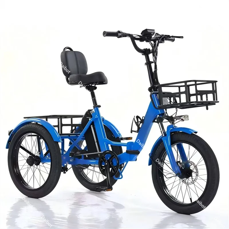 Foldable Electric Tricycle Cargo Adult Senior For Lithium Battery Removable Waterproof Anti-Theft 48V 3 Wheel Electric Bicycle