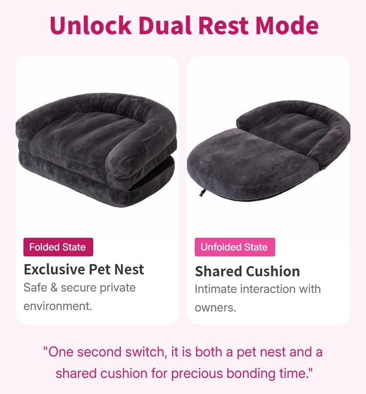 Dual Use Extra Large Pet Bed Foldable Cozy Cuddler For Pets And Owners