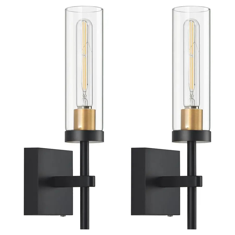 XMSJ Battery Operated Wall Sconces With Remote Black Gold Set