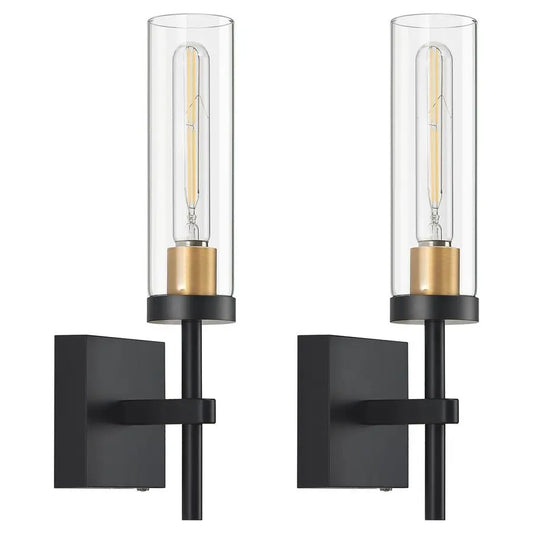 XMSJ Battery Operated Wall Sconces With Remote Black Gold Set