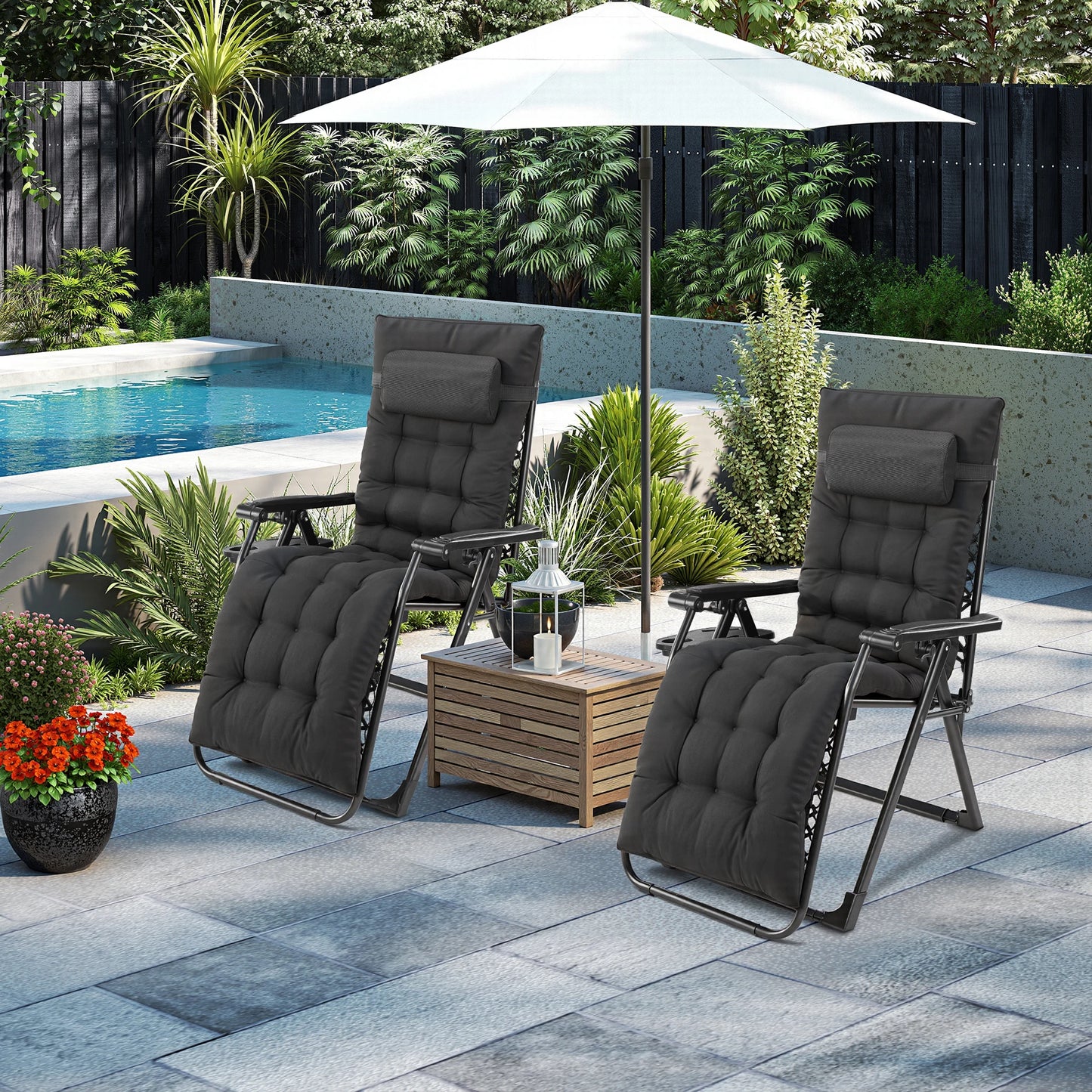 JHK Zero Gravity Recliner Patio Lounge Chair With Cup Holder Trays