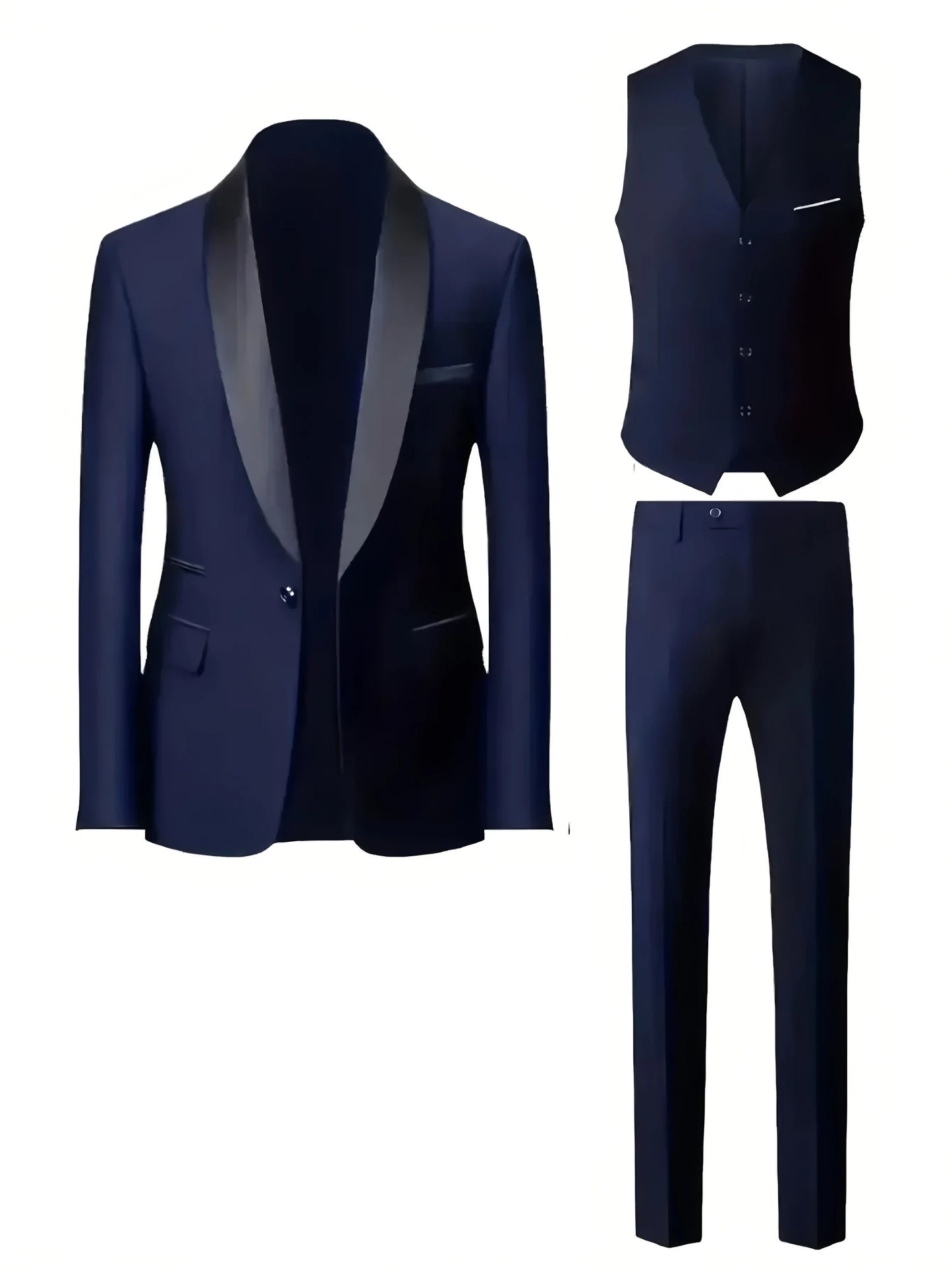 Men's Formal Suit Jacket Vest Pants Wedding Groom Professional Style