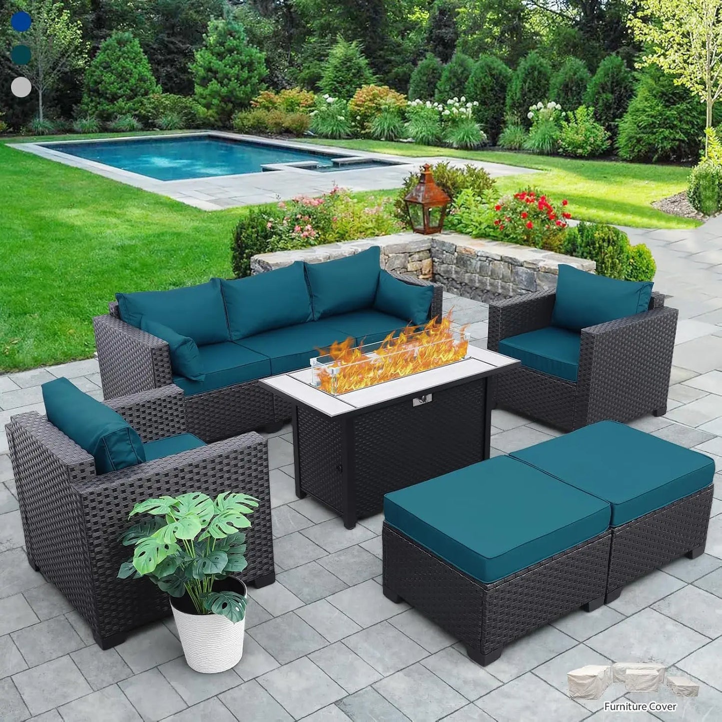 Outdoor Patio Furniture Set With 60000 BTU Propane Fire Pit