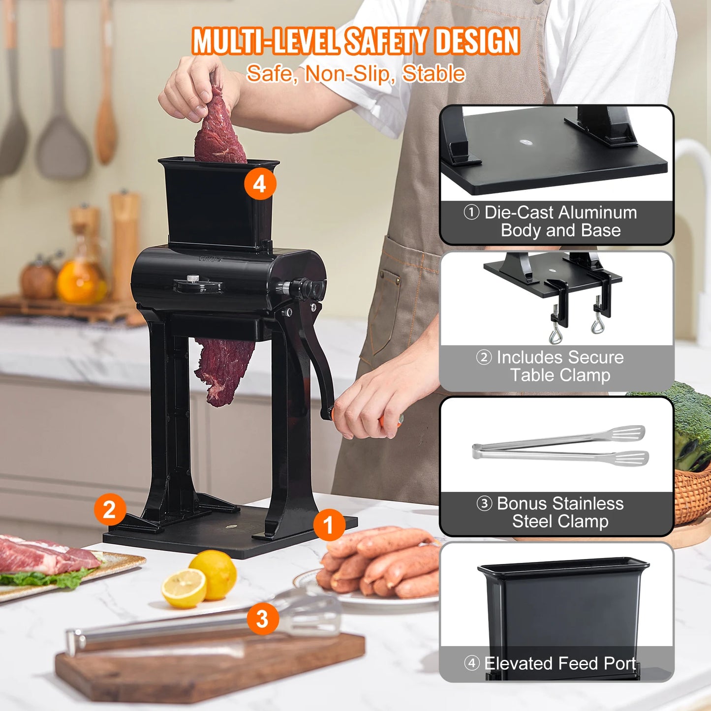 Succebuy Manual Meat Tenderizer Heavy Duty Stainless Steel Machine