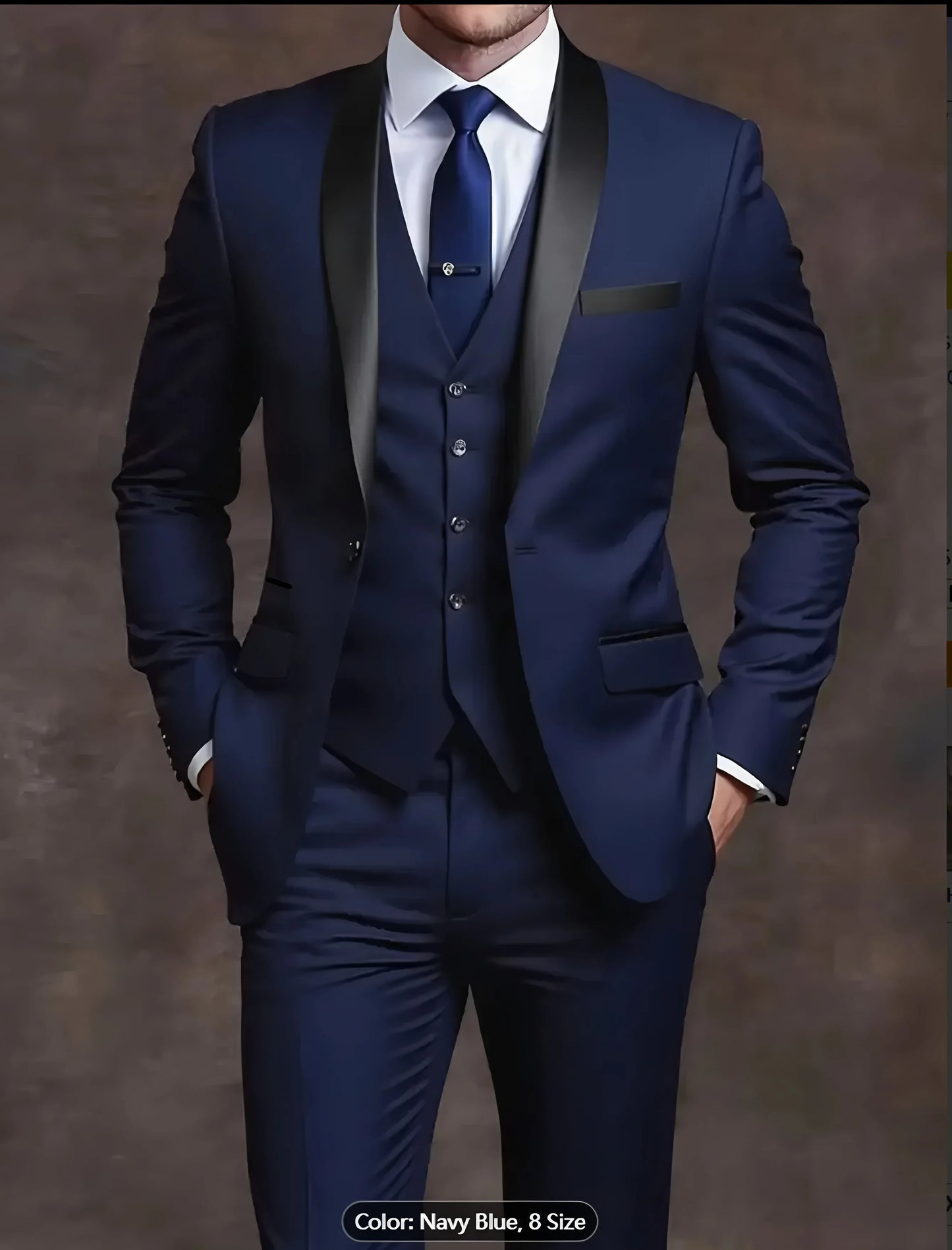 Men's Formal Suit Jacket Vest Pants Wedding Groom Professional Style