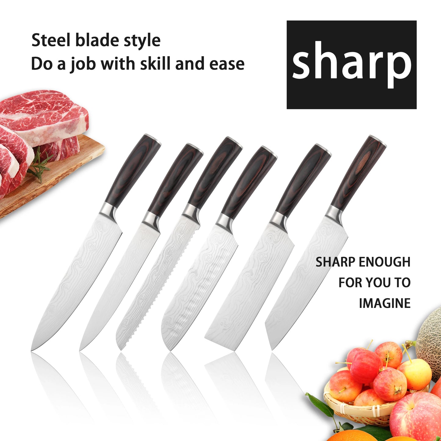 Ultimate 12Pcs Damascus Laser Pattern Kitchen Knife Set