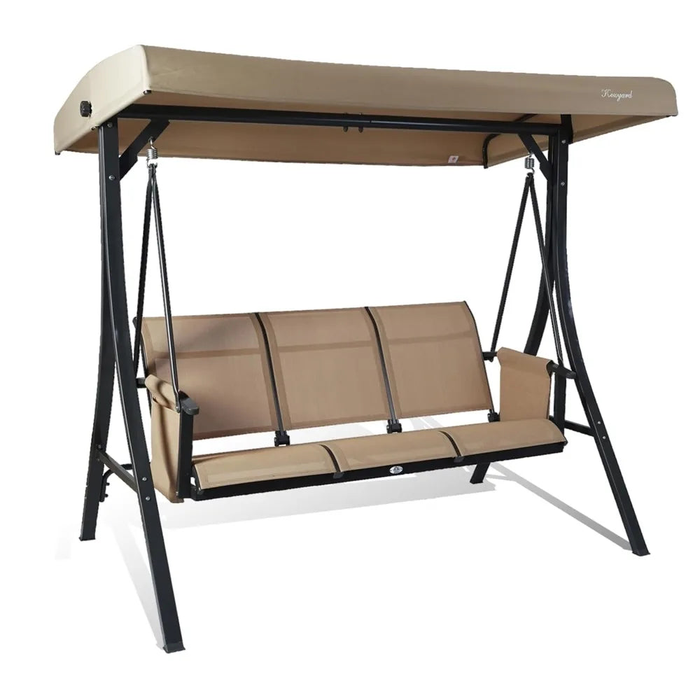 XIAOLANG Outdoor Porch Swing Glider With Adjustable Canopy And Steel Frame