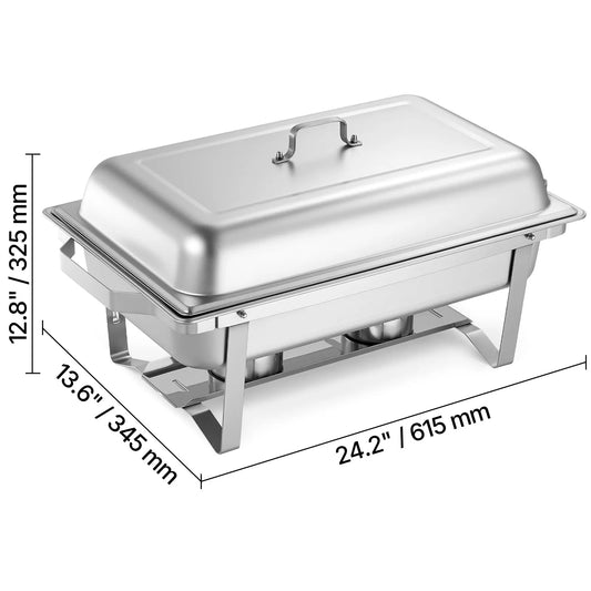 SucceBuy Rectangular Stainless Steel Chafing Dish Set For Banquets