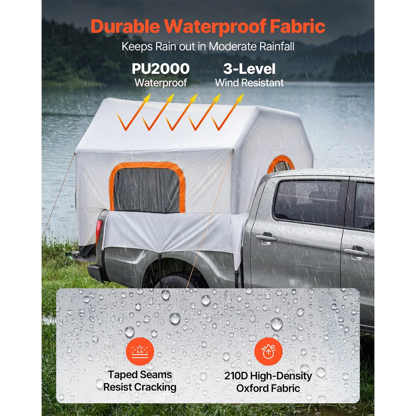 SucceBuy Inflatable Truck Bed Tent With Breathable Mesh Windows