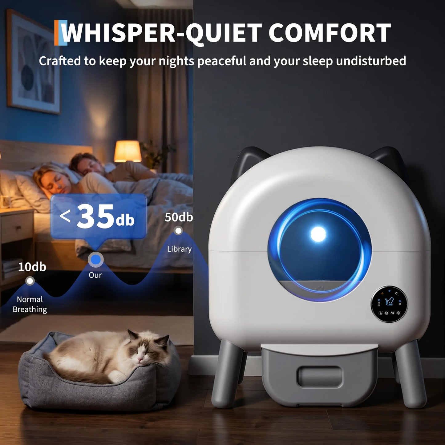 HiMISS Automatic Self Cleaning Cat Litter Box With App Control