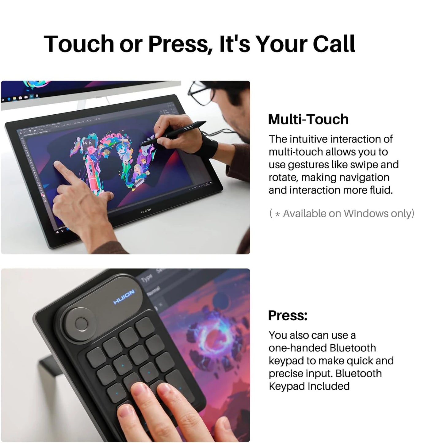 Huion Kamvas Pro 19 4K Touch Graphics Tablet PenTech Stylus