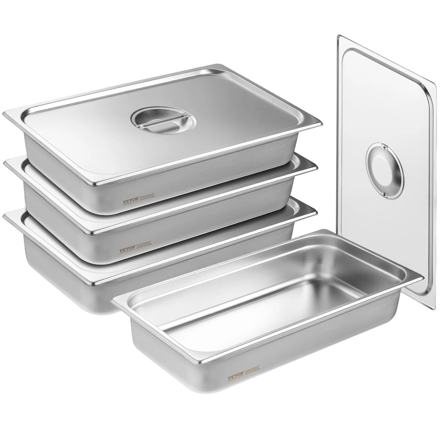 SucceBuy 4-Pack Anti-Jam Steam Pan With Lid Stainless Steel