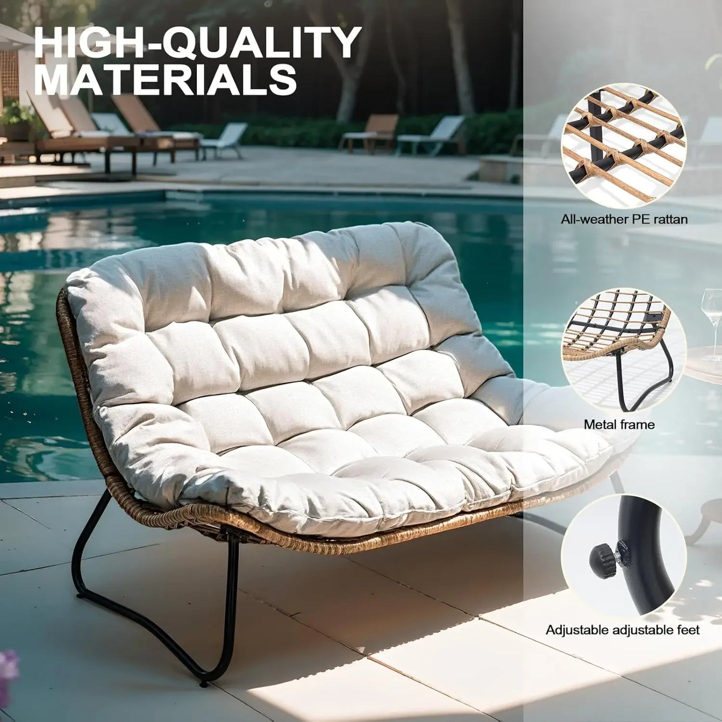 Outdoor Loveseat All Weather Boho Rattan Patio Furniture